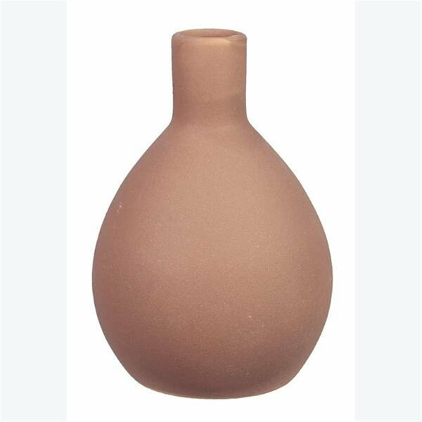 Youngs Round Stoneware Vase, Brown 12118